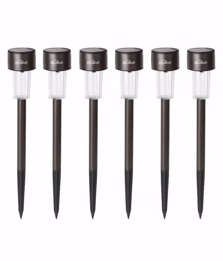 Luci da patio LED da esterno ad energia solare resistenti alle intemperie per vialetti giardino prato, set di 6, nero