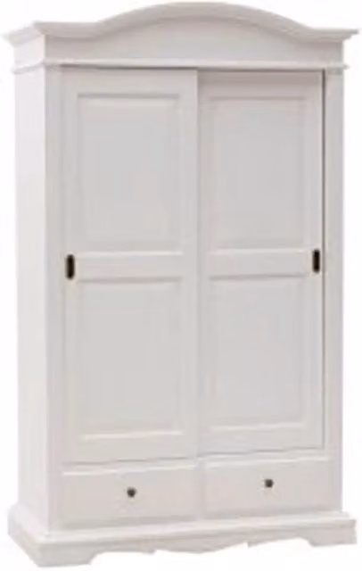 Armadio Treviso KIVIO in legno stile shabby chic con ante scorrevoli bianco L/P/H: 125 x 60 x 200 cm