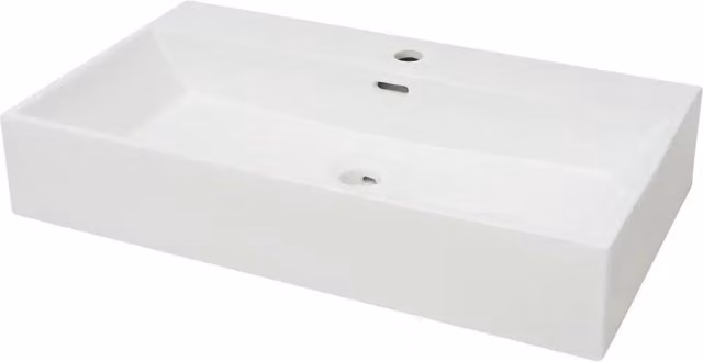 Lavandino con Foro Rubinetto in Ceramica Bianca 76x42,5x14,5 cm CFW5031773