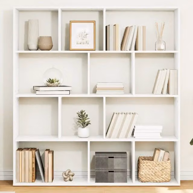 Libreria-Scaffale per Libri-Mobile di Stoccaggio Bianca 132x29x141,5 cm in Legno Multistrato