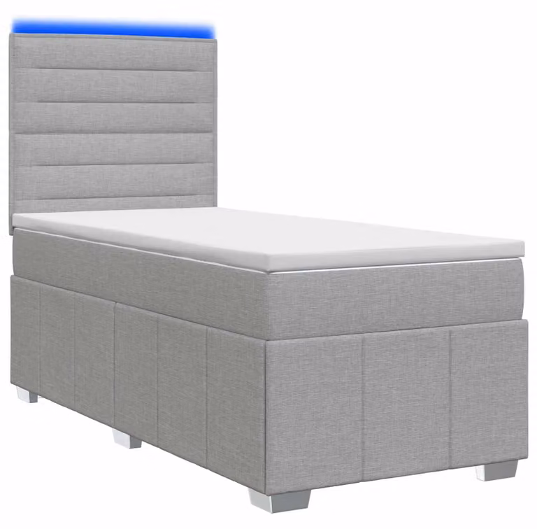 Letto boxspring LED con materasso Grigio chiaro 90 x 200 cm Tessuto