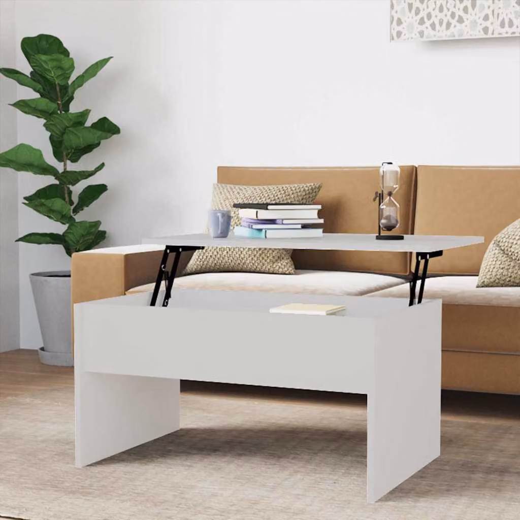 vidaXL Tavolino da Salotto Moderno Bianco con Meccanismo Sollevabile in Legno e MDF L: 80 cm, P: 50,5 cm, H: 41,5 cm