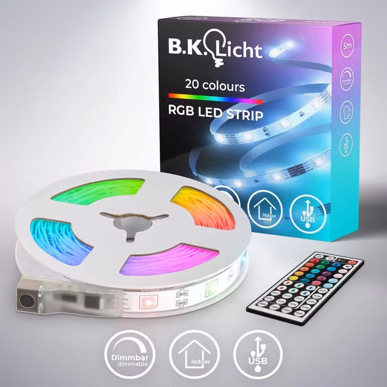 Nastro LED RGB 5m 150xRGB LED/0,04W, incl. USB