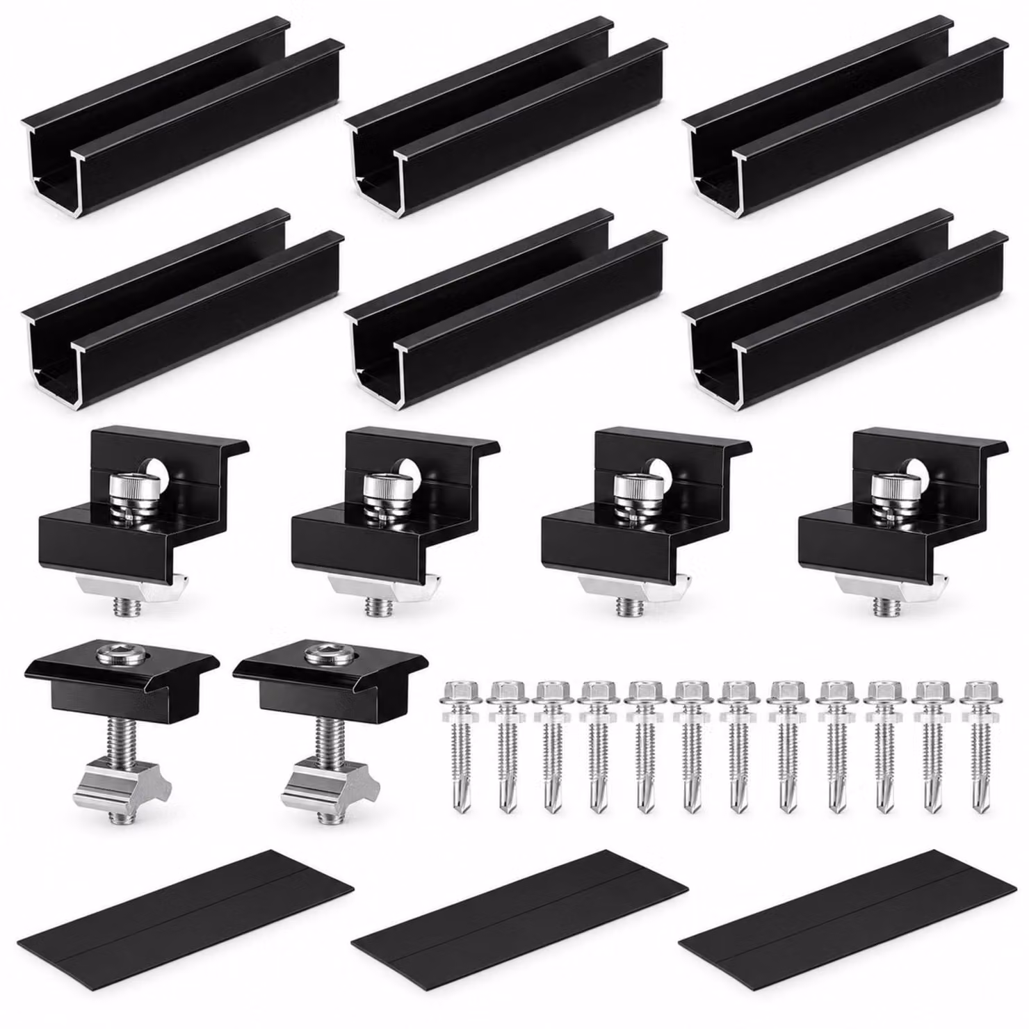 Kit di supporti solari, binari da 12 cm, morsetti da 30-35 mm, composto da 6 pezzi