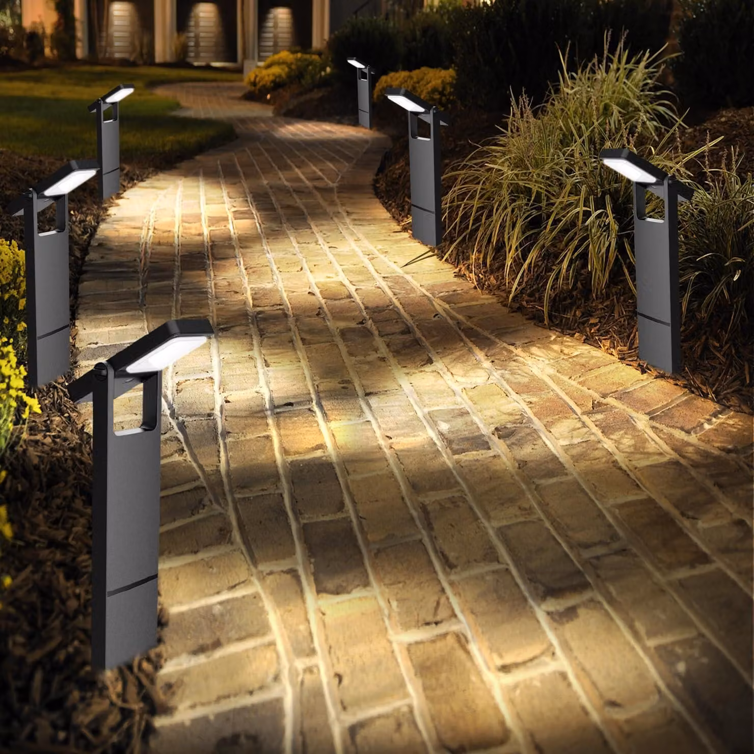 Set di 6 luci solari da giardino, con 40 LED, grado di protezione IP65, due livelli di luminosità