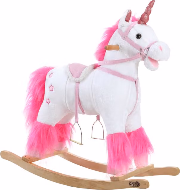 Dondolo per bambini Unicorno Deuba® bianco L/P/H: 75 x 29 x 75 cm