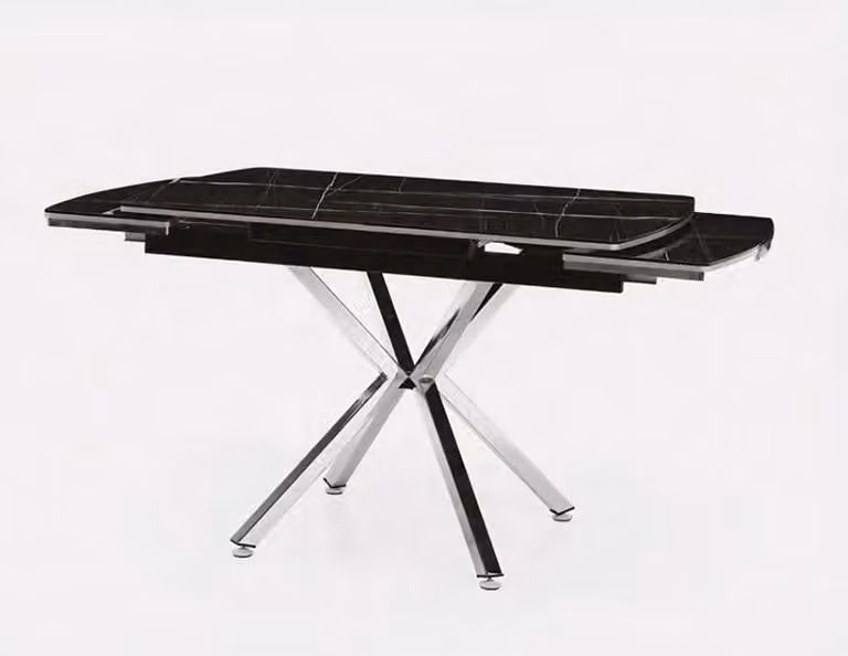 Esstisch Ausziehtisch Tisch Wohnzimmertisch Marmoroptik Schwarz Edelstahl
