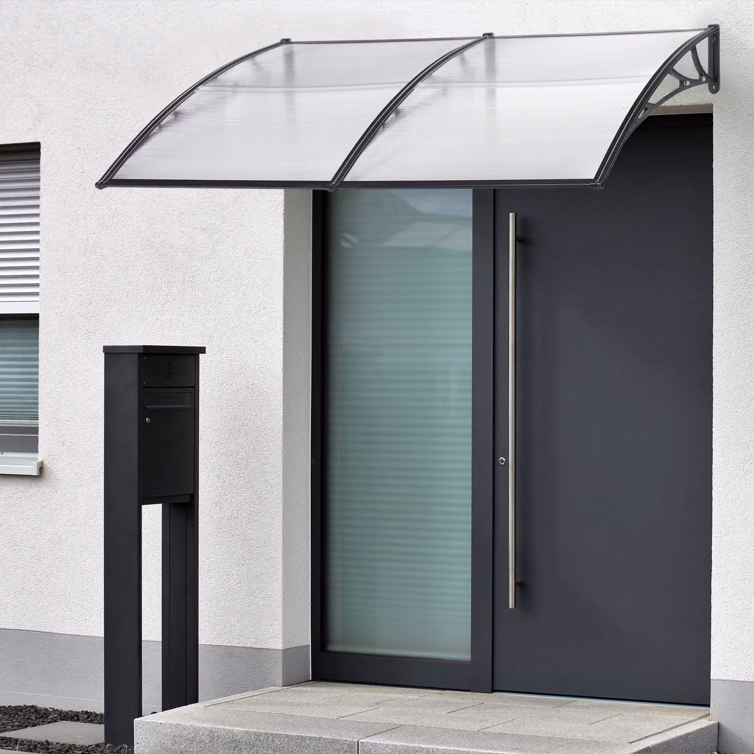 Tettoia 'Mellerud' in policarbonato 300 x 100 cm nero/trasparente