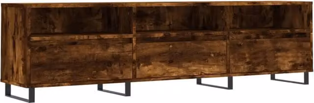 Mobile porta TV contemporaneo pratico portaoggetti soggiorno 150 x 30 x 44 cm in legno multistrato rovere fumo 02_0048984