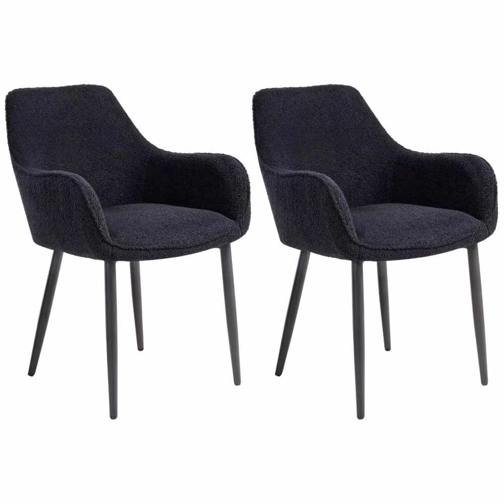 Set di 2 sedie da pranzo BELIANI in tessuto bouclé nero con braccioli e gambe in metallo stile moderno industriale – 2