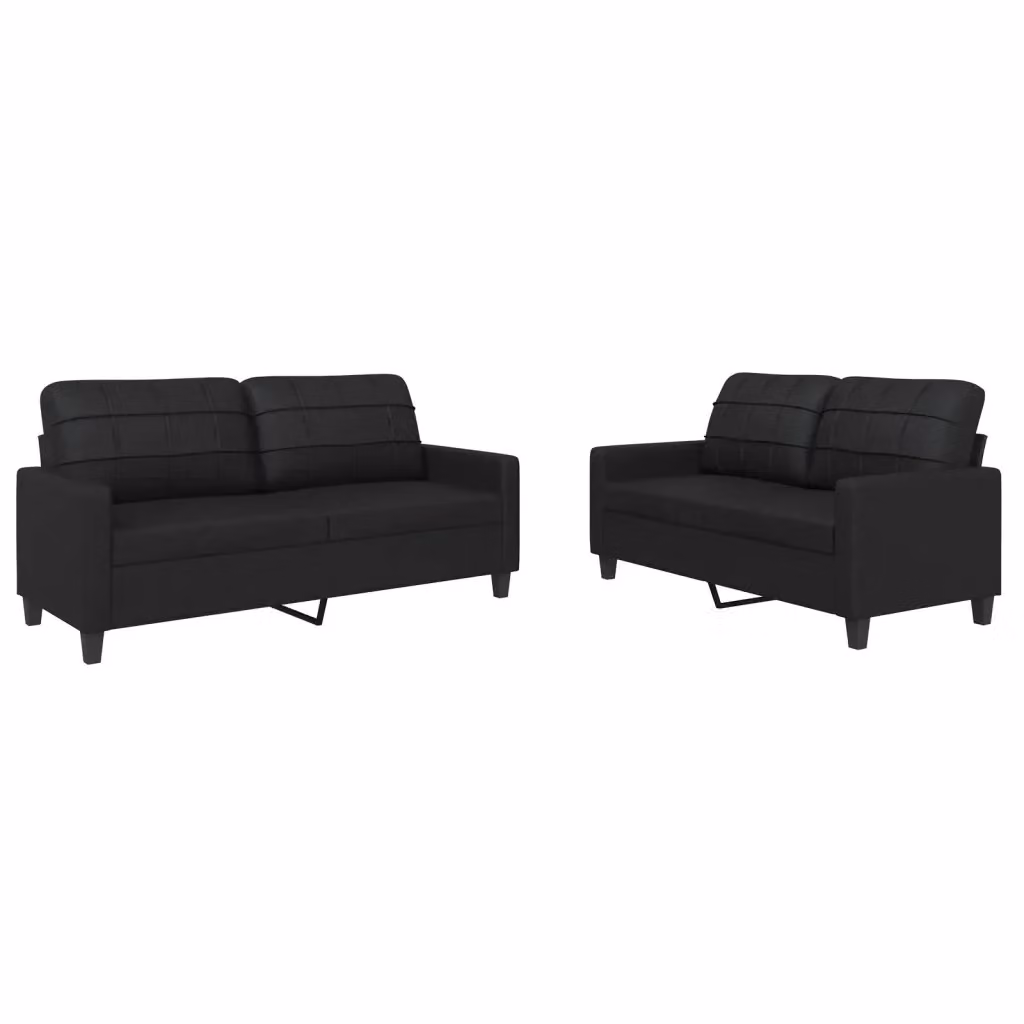 Set di 2 divani moderni vidaXL in similpelle nera con cuscini inclusi – 2