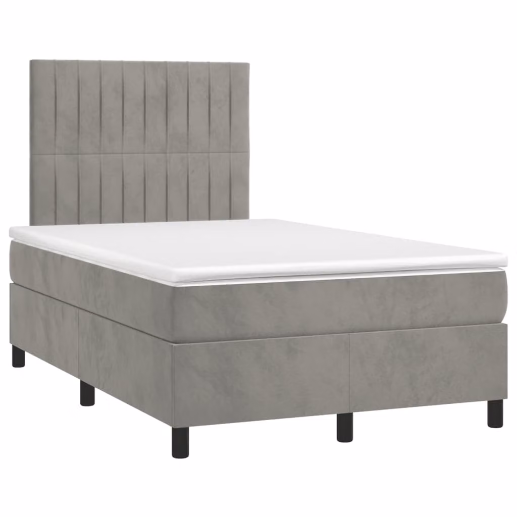Maison Exclusive - Letto boxspring con materasso e LED grigio chiaro 120x190 cm velluto