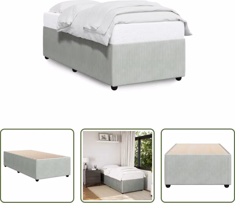 The Living Store Struttura letto grigio chiaro 80x200 cm in velluto