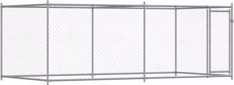 Gabbia per Cani con Porta Grigia 4x2x1,5 m in Acciaio Zincato