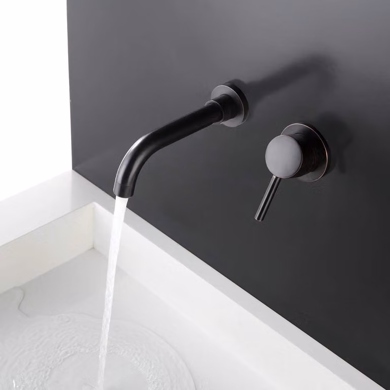 Miscelatore monocomando da parete, nero, per lavabo e doccia, design moderno