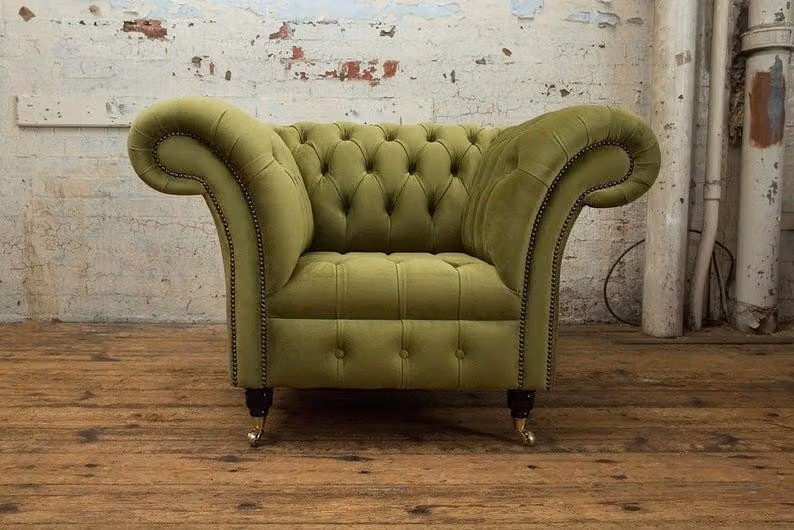 Grün Chesterfield Couch Sofa Polster 1 Sitzer Couchen Sitz Garnitur Sofas