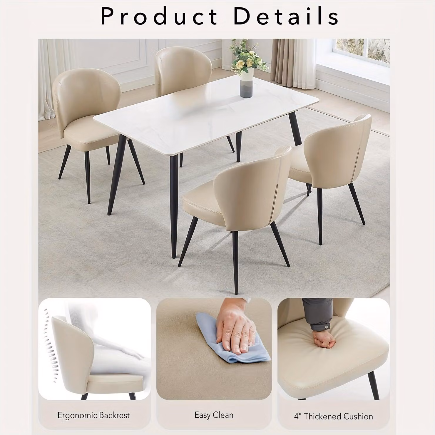 Sedia da pranzo - Sedia - Sedia a conchiglia - Sedia da cucina - Sedia da soggiorno - Set da 2 - Cuscini ergonomici