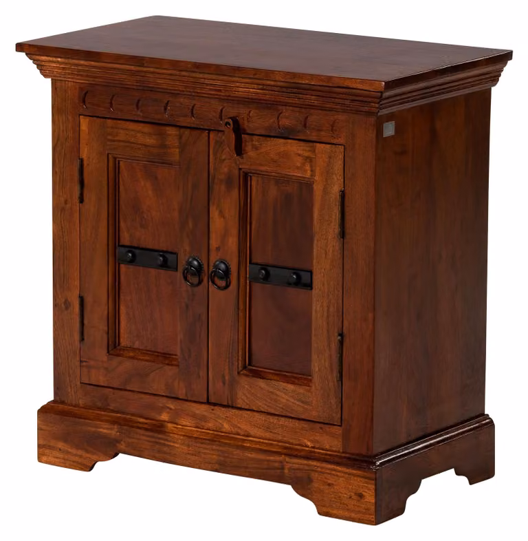 MASSIVMOEBEL24 | OXFORD #1008 Mobile d'appoggio in legno di acacia - laccato / nougat 65x36x65