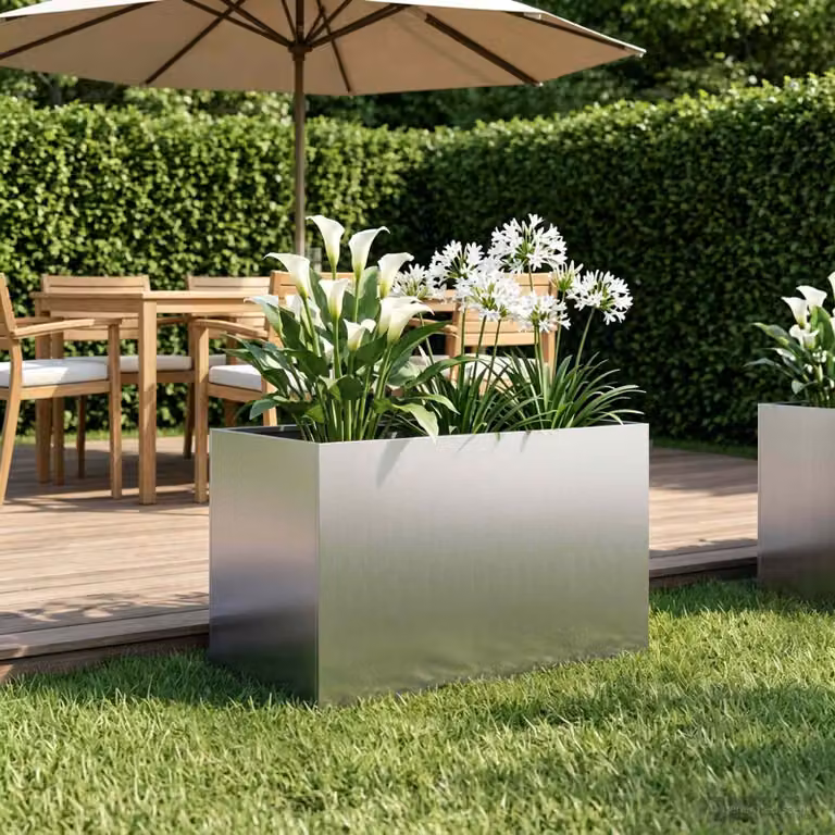 Vaso da giardino vidaXL in acciaio zincato argento L: 60 cm, P: 40 cm, H: 40 cm