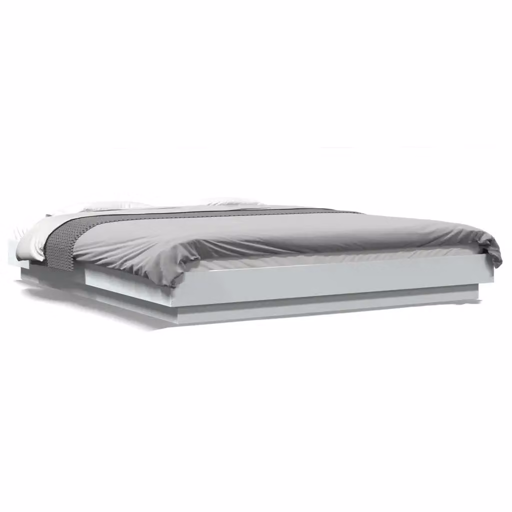 vidaXL Giroletto Moderno in Legno con Luci LED e Porte USB, Bianco, 160 x 200 cm – 2