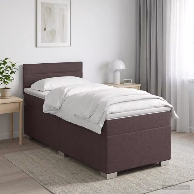Letto box spring con materasso ibrido vidaXL Marrone e Bianco L/P: 90 x 200 cm