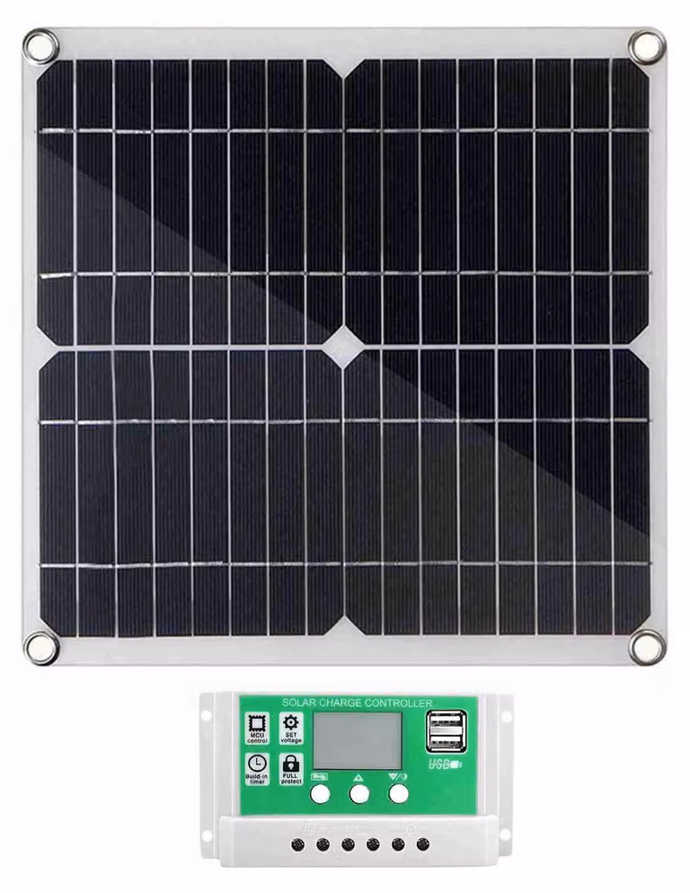 Kit di pannelli solari da 20W, flessibili, monocristallini, 12V, con regolatore da 40A