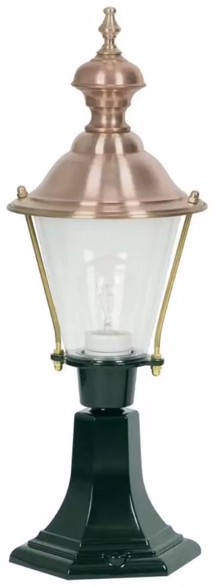 Casa Padrino Lampada da terra da giardino in stile liberty verde/rame Ø 19 x H. 56 cm - Lanterna da giardino - Lampada da giardino - Illuminazione da giardino nostalgica - Luci da giardino nostalgiche