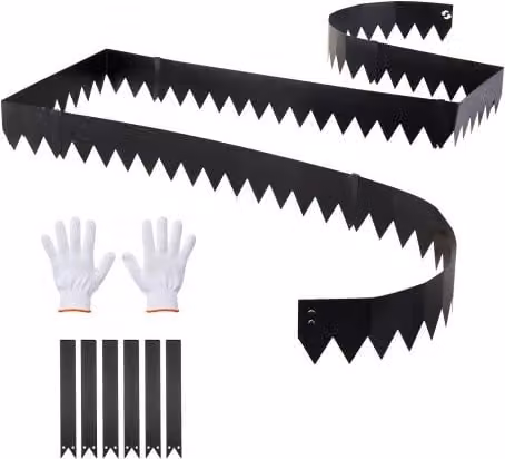 Set di 6 bordure da giardino VEVOR in acciaio zincato nero per prato, orto e aiuole, L: 101,6 cm, H: 15,2 cm