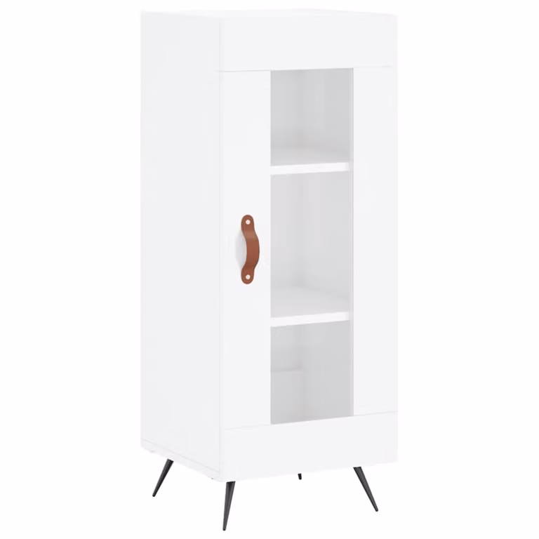 Credenza Bianco Lucido 34,5x34x90 cm in Legno Multistrato