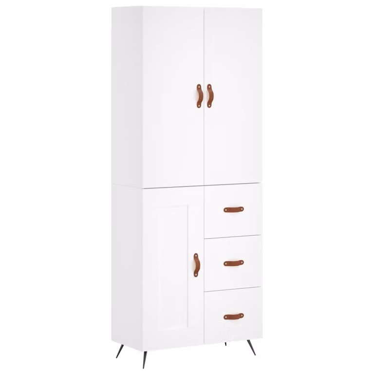 Credenza Bianca 69,5x34x180 cm in Legno Multistrato