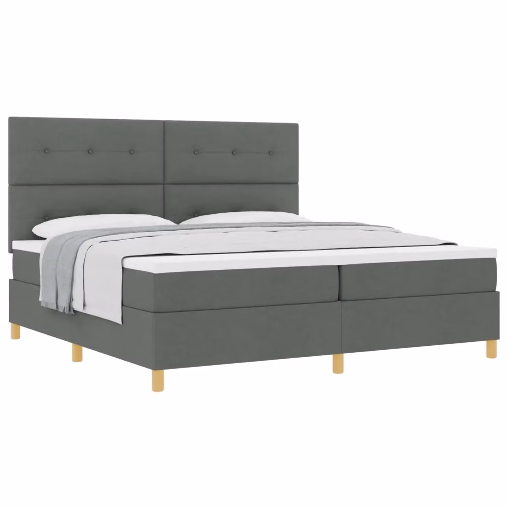 Letto a molle con testiera vidaXL in tessuto grigio, L 200 cm x P 200 cm x H 280 cm – 2