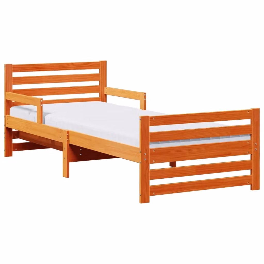 vidaXL Struttura letto per bambini in pino massello marrone L/P: 80 x 200 cm – 2