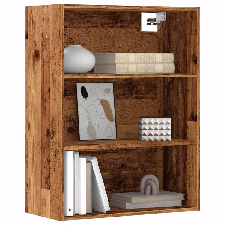 Armadietto Pensile vidaXL in Legno Antico Marrone con Ripiani Interni L: 69,5 cm, P: 32,5 cm, H: 90 cm