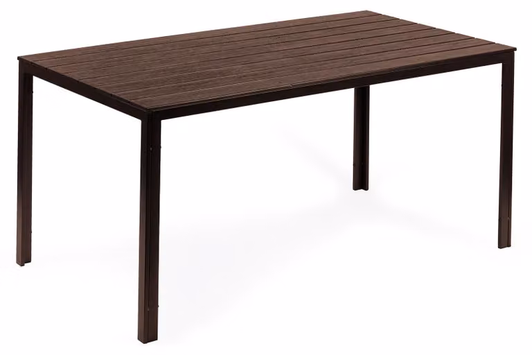 Tavolo da giardino per 6 persone, 156x78 cm, in polipropilene effetto legno, ideale per l'esterno, colore marrone, marca MultiGarden