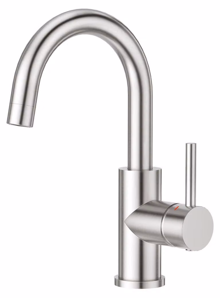 Miscelatore monocomando per cucina, finitura in nichel spazzolato, stile rustico, rotazione a 360°, valvola in Vetroceramica, a risparmio idrico, senza piombo, acciaio inossidabile 304