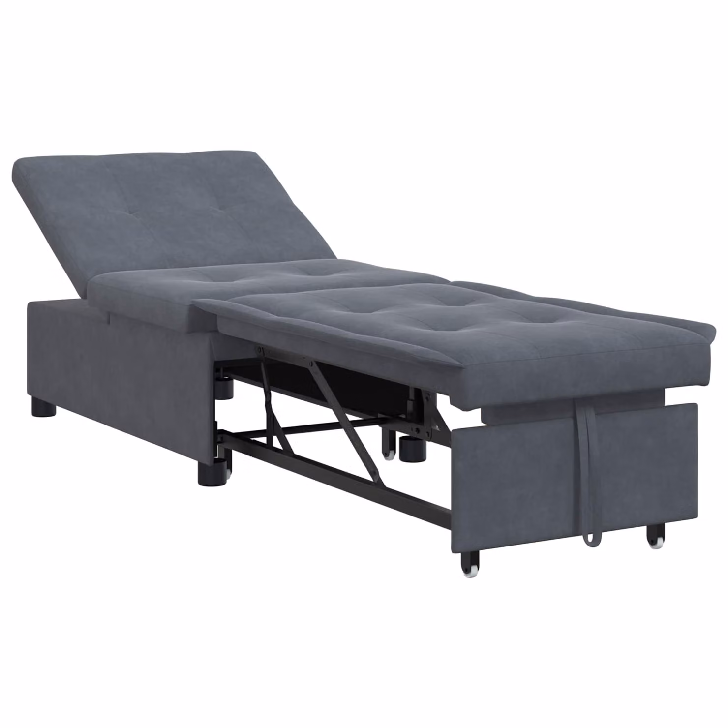 Divano letto vidaXL in velluto grigio scuro L: 194 cm, P: 67 cm, H: 82 cm