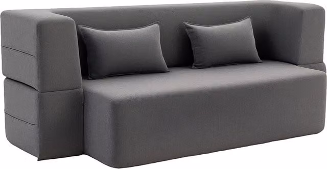 Divano letto HOMCOM a 2 posti in tessuto con braccioli larghi e 2 cuscini, colore grigio – 1