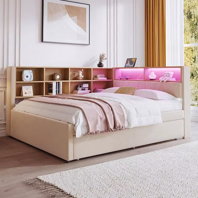Divano letto - Xylo - 140x200 cm letto nascosto USB beige