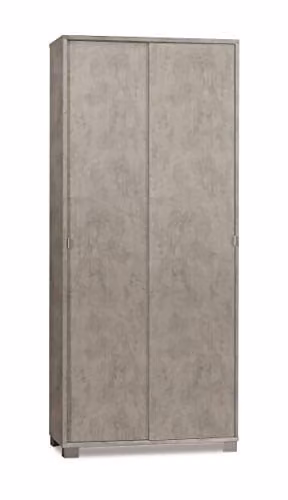 Sarmog Armadio2 Ante Scorrevoli, Armadio 2 ante, Armadio Salvaspazio, Armadio camera da letto, Armadio 2 ante con ripiani, 82x41x h190 cm (Senza Specchio, Cemento)