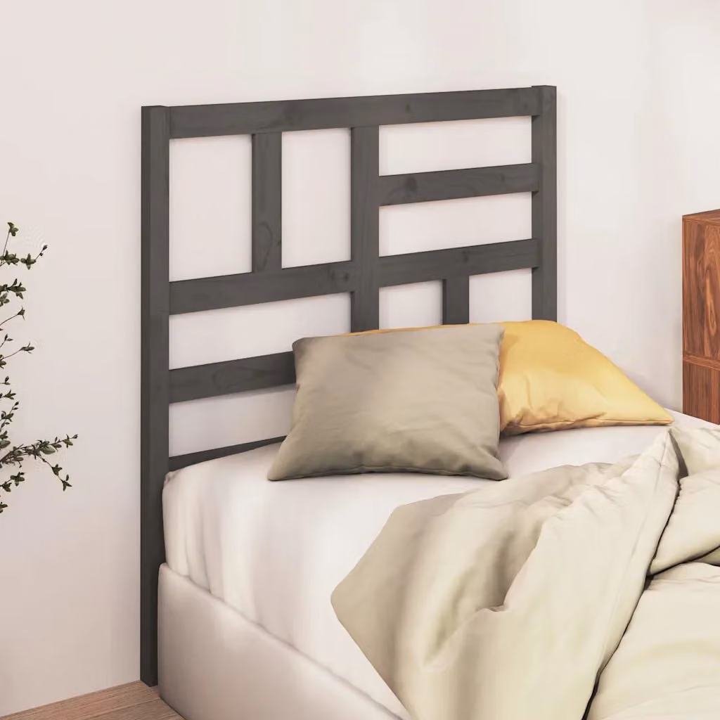 Testiera per letto vidaXL in legno massello di pino, colore grigio, L: 106 cm, P: 4 cm, H: 104 cm