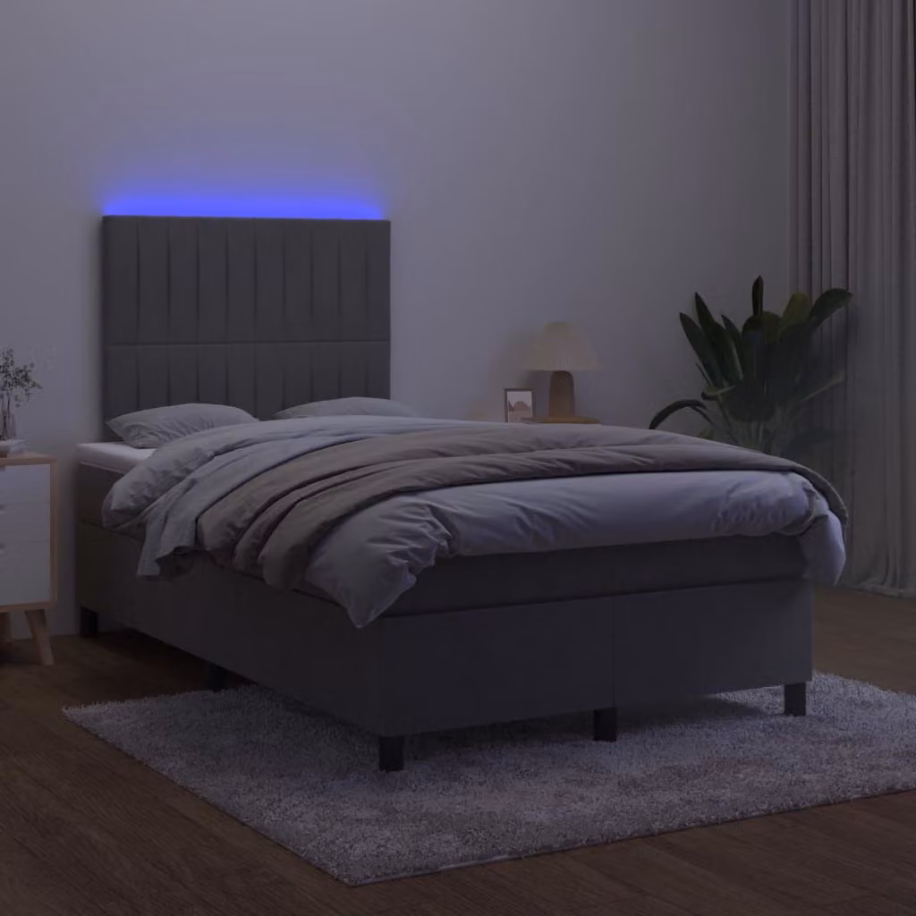 Maison Exclusive - Letto a Molle con Materasso e LED Grigio Scuro 120x200 cm