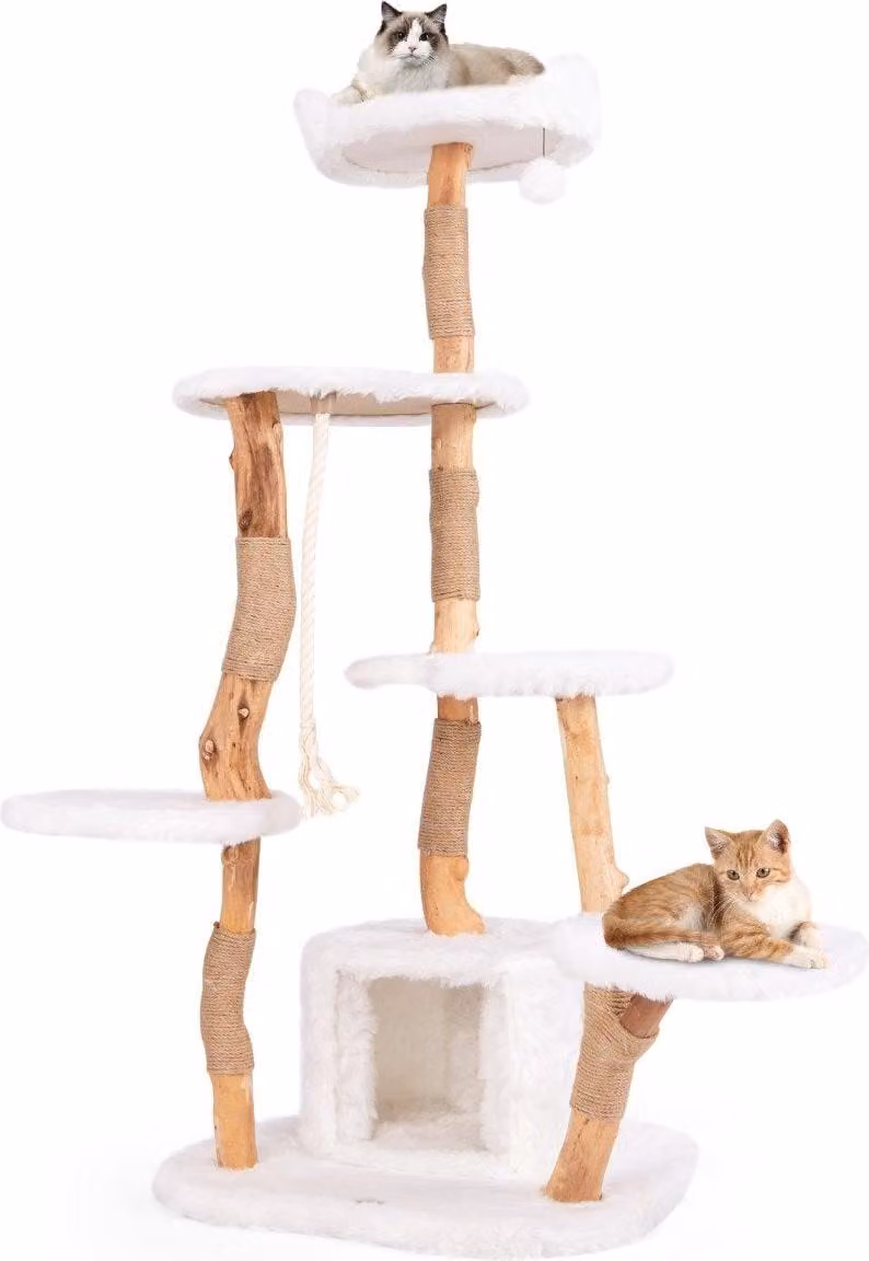 Albero per gatti da 168 cm con piattaforme, grotta e pali in sisal