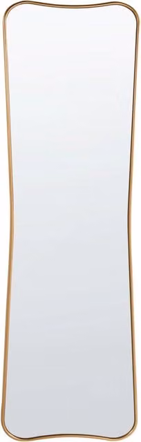 Specchio da parete Brieuc Beliani con cornice in legno dorato, forma irregolare ondulata e stile moderno, L: 160 cm, P: 50 cm