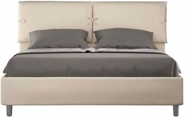 Letto matrimoniale contenitore imbottito 160x190 similpelle tortora Sleeper