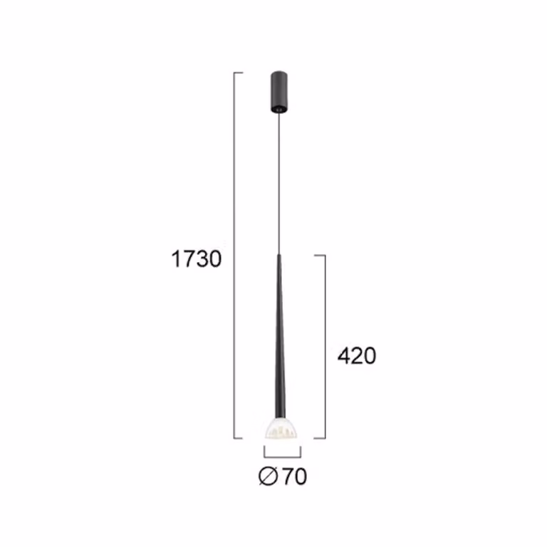Viokef Lampada LED a sospensione Rina, nera/trasparente, Ø 7 cm, metallo/acrilico Rina, Nero, Soggiorno / Sala da pranzo, Metallo, Moderno