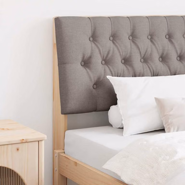 Testiera imbottita Talpa vidaXL in pino massello con tessuto, disponibile in beige, marrone o grigio, larghezza: 100 cm
