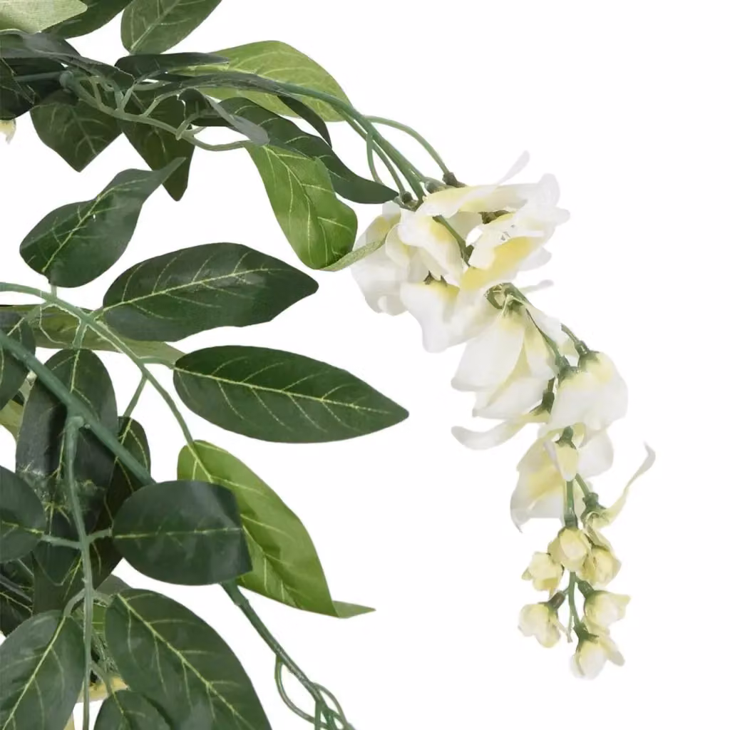 Glicine Artificiale vidaXL Verde e Bianco con 1260 Foglie, Altezza: 180 cm – 2