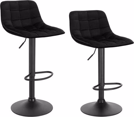 Set di due sedute ergonomiche per cucina e bar con schienale regolabile, altezza 59-81cm, nero.