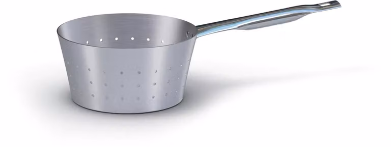 Scaldapasta conico in alluminio con manico in acciaio inox