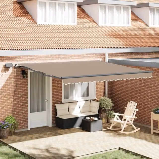 Tenda retrattile Beige 400 × 300 cm Tessuto e Alluminio 3330612